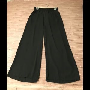Black Wide Leg Pants with Elastic Waist